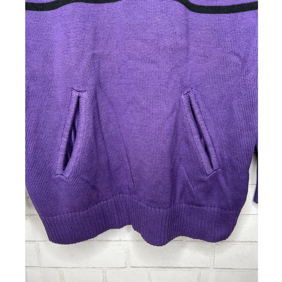 NBA Vintage Y2K Mens S LAKERS Knit Logo Sweater Front Pockets Crewneck Purple - Picture 3 of 7